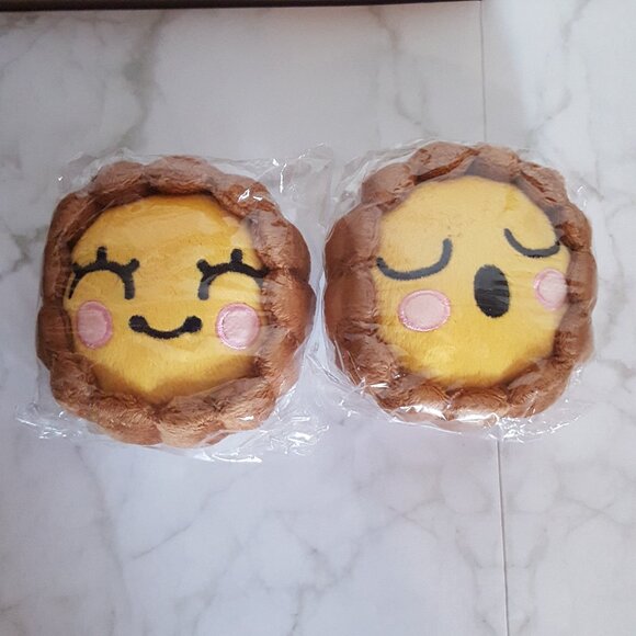 Bundle of 2 Egg Tart Plush Toys Collectible Accessories Bookshelf Decor - Picture 1 of 7